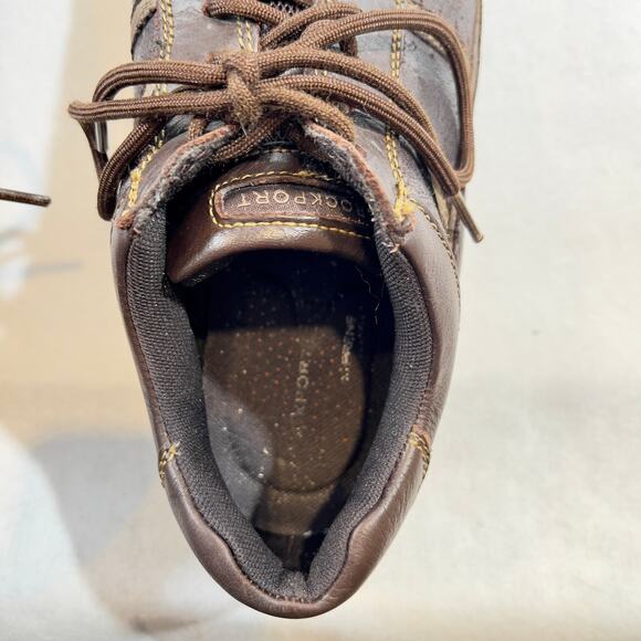 Leather Sneakers Rockport Men's 8 Brown w/ Contrasting Stitching Hiking Casual - Picture 7 of 9
